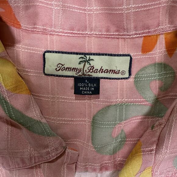 Tommy Bahama Pink Floral Hawaiian Tropical Camp Shirt 100% Silk Men's Size Large - Picture 3 of 6